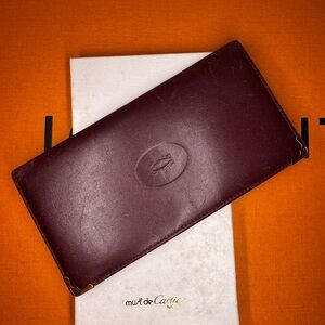 Authentic Cartier Long Wallet - Burgundy Leather